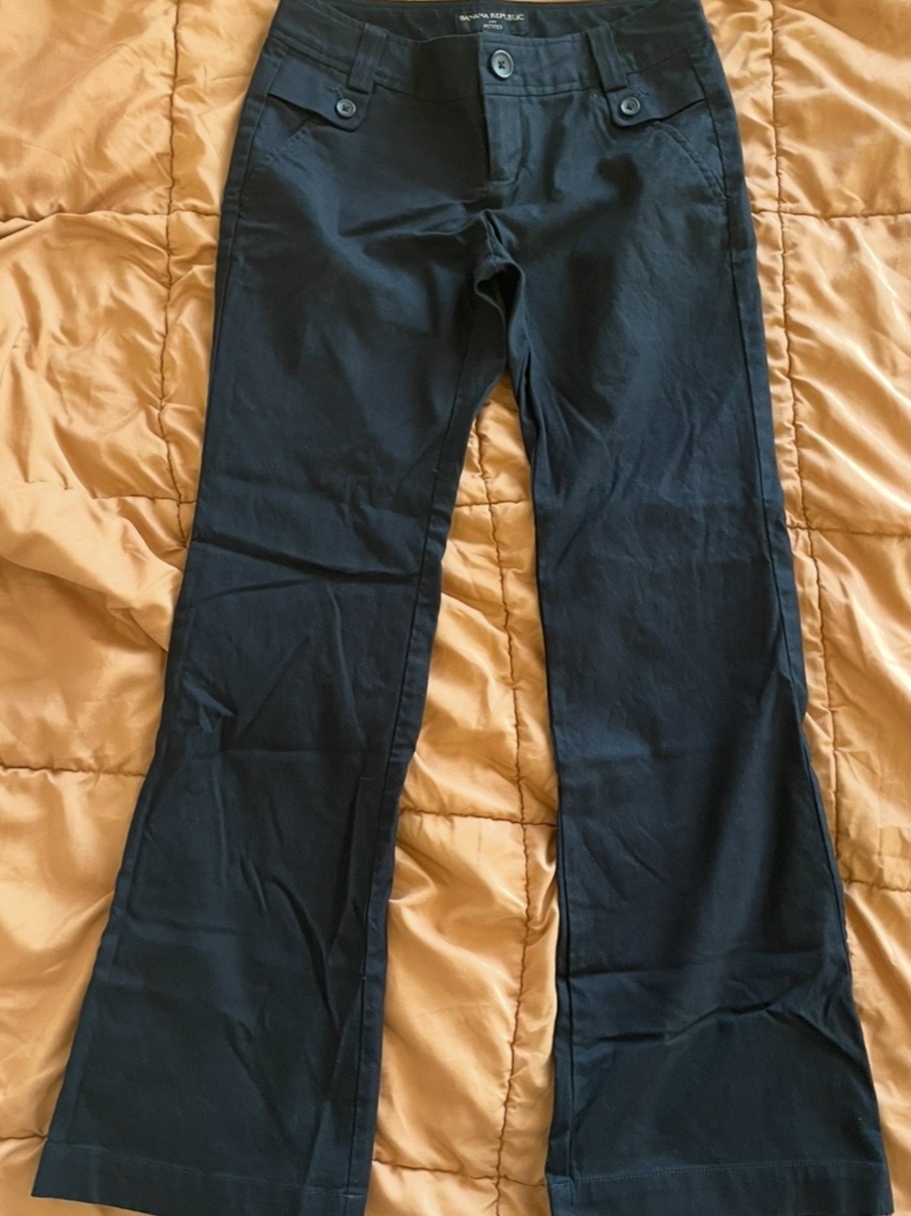 Banana Republic Dark Navy Cotton Flare Pants Size 0P